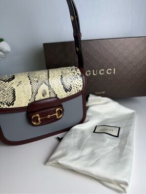Gucci 1955 Horsebit Shoulder Bag – Python & Leather Edition